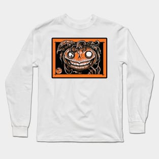 Smiling Jack O Lantern Man - Black Outlined Version Long Sleeve T-Shirt